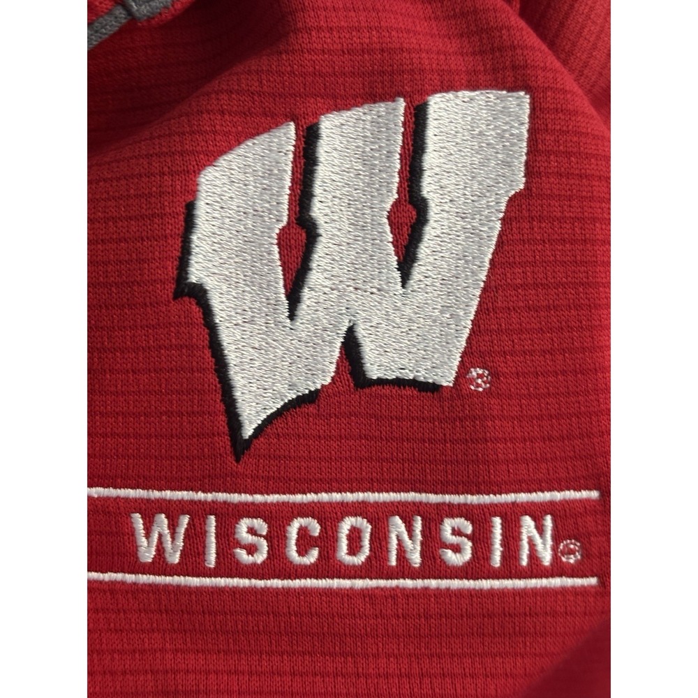 Under Armour Heat Gear Wisconsin Badgers Polo Shirt Mens L Red Short Sleeve NWT